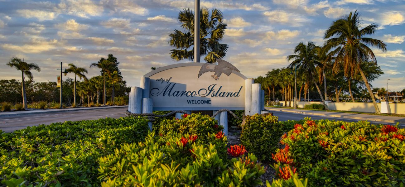 Welcome sign Entrance to Marco Island